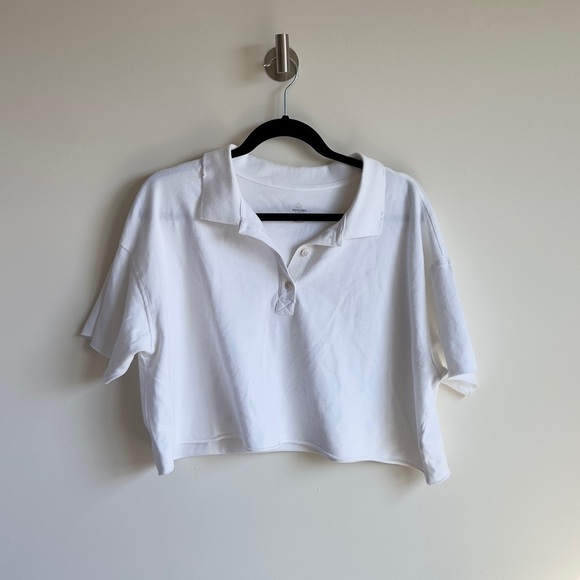 aerie Tops - aerie white cropped polo top